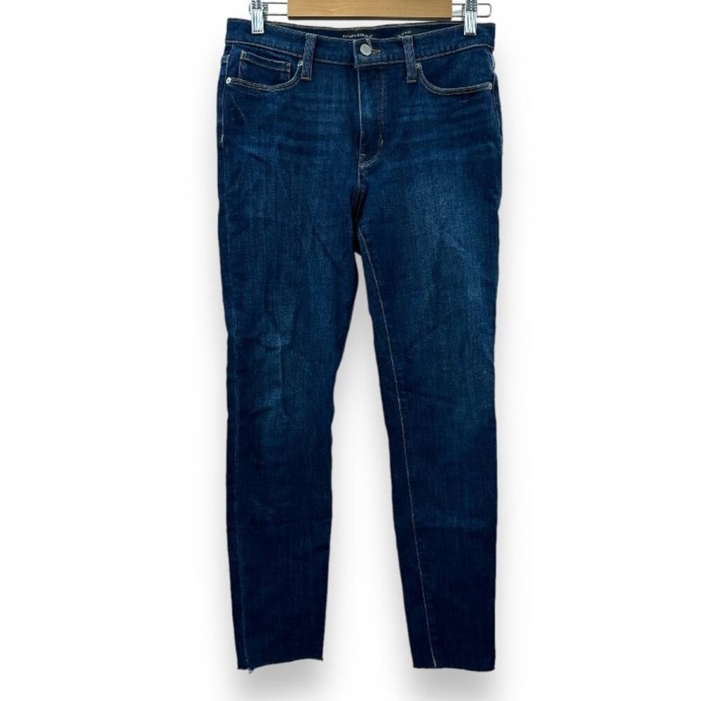 Banana Republic Dark Wash Mid‎ Rise Raw Hem Skinny Jeans Size 28